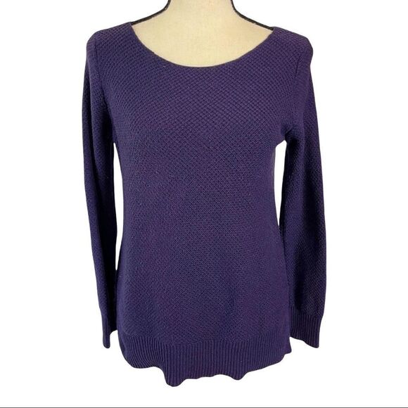 Gap Modern Eggplant Purple‎ Waffle Knit Long Sleeve Boatneck Sweater - Picture 1 of 12